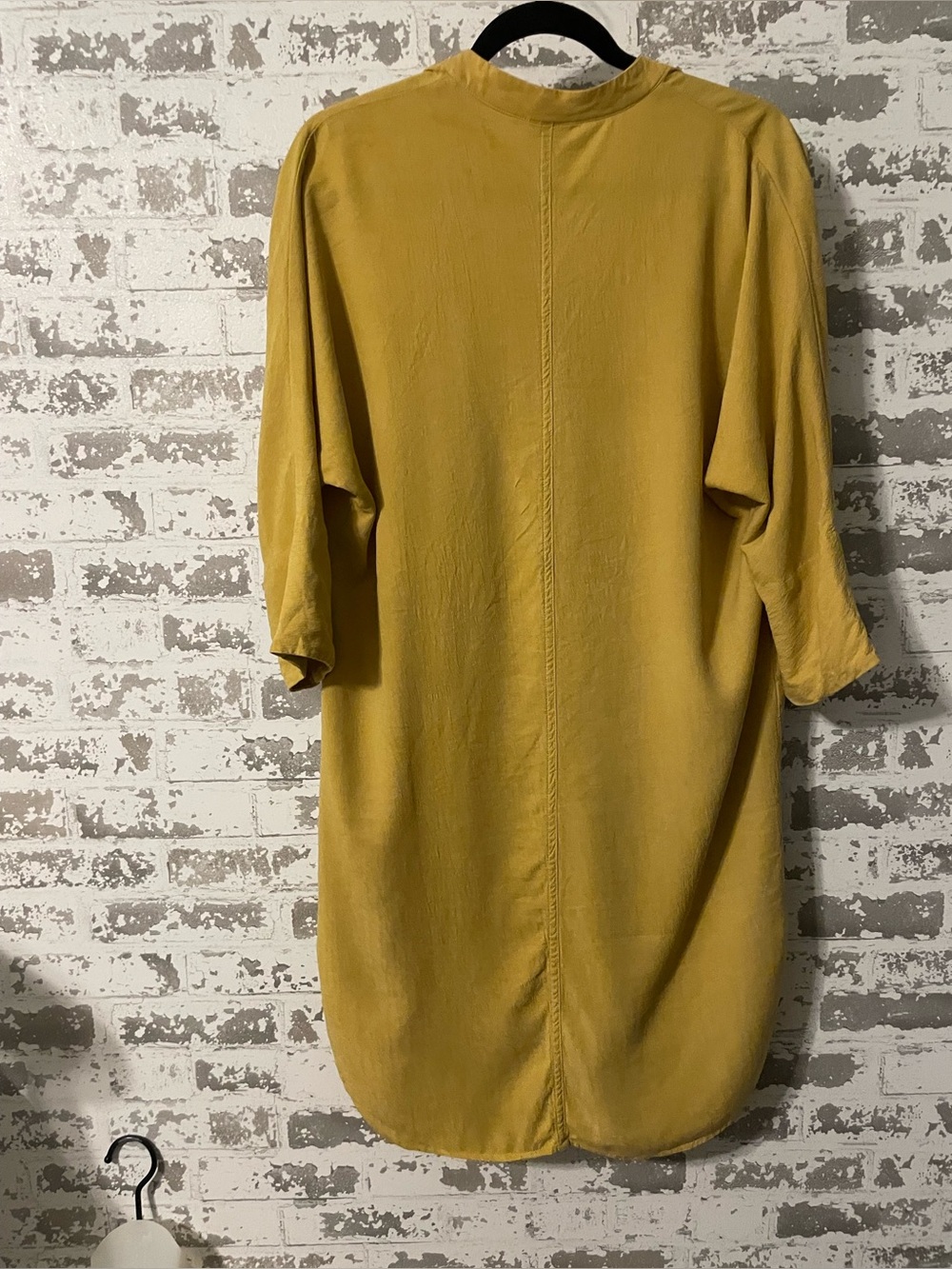 The Odells Cumin Oversized Tunic Dress S Mustard Tencel Rayon Pockets Minimalist - Picture 7 of 9